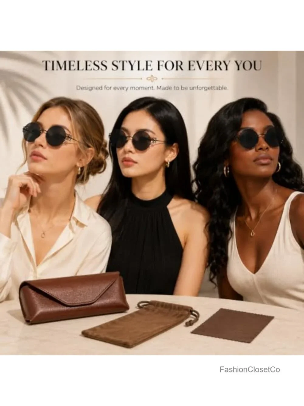 Luxury Metal Floral Frame Polarized UV400 Protection Square & Oval Sunglasses